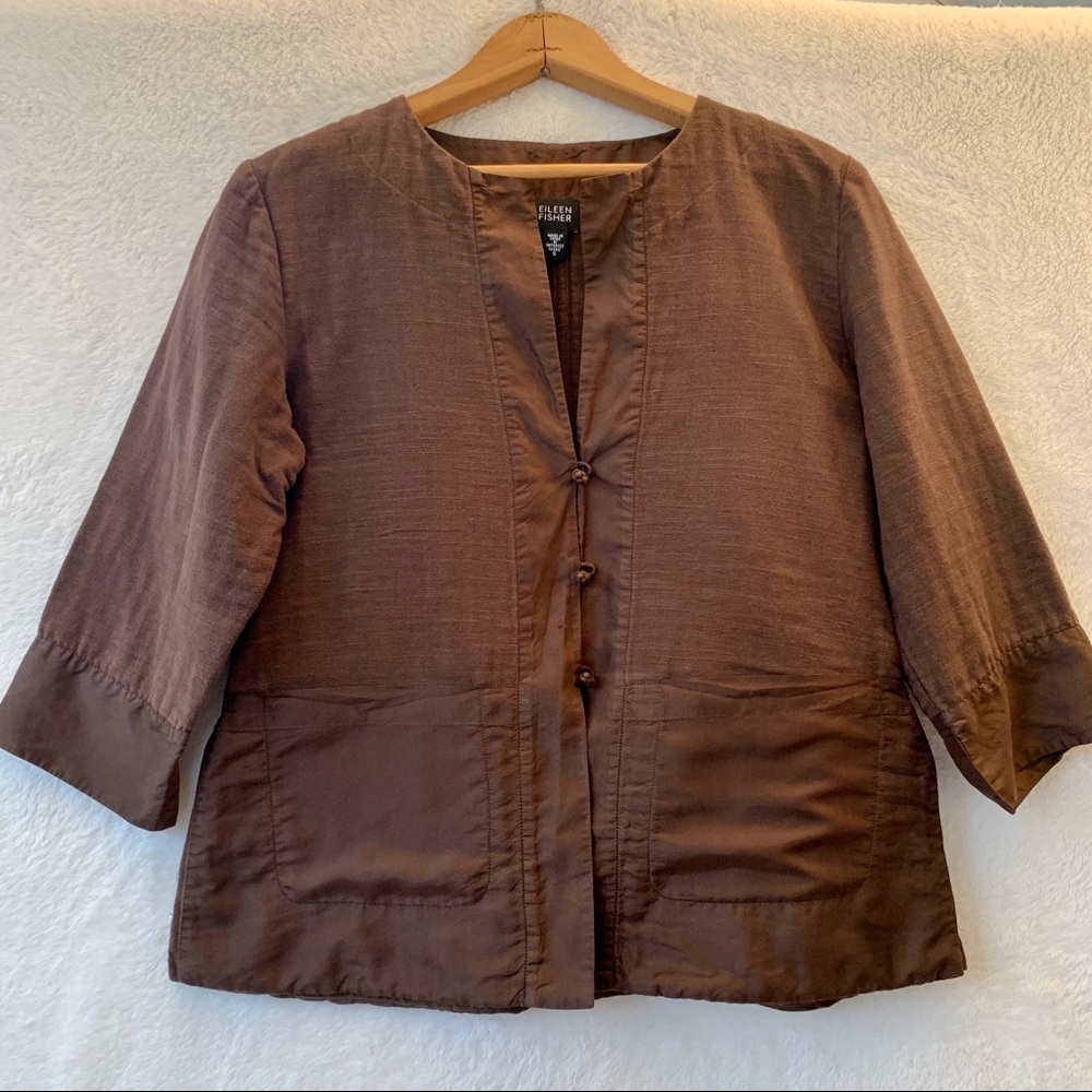 4/$25 Eileen Fisher silk mix Chinese style jacket